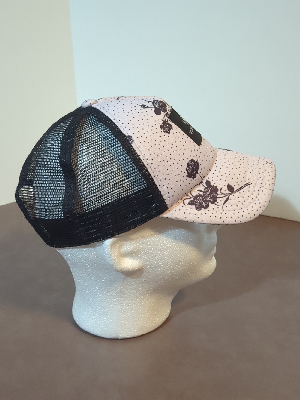 Volcom Polka Dot Black Rose Women's Trucker Style Hat Cap Adjustable Genuine - Picture 5 of 9